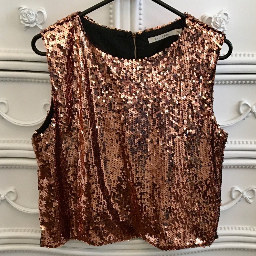 Ellison Golden Sequin Top